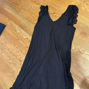Black mini dress with lace straps